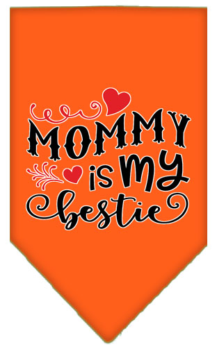 Mommy is my Bestie Screen Print Pet Bandana Orange Large